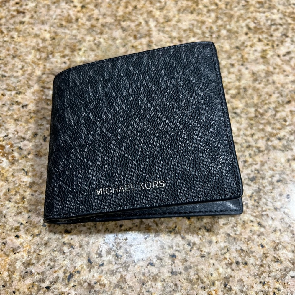 Michael Kors Black Signature Logo Bi-Fold Wallet for Men